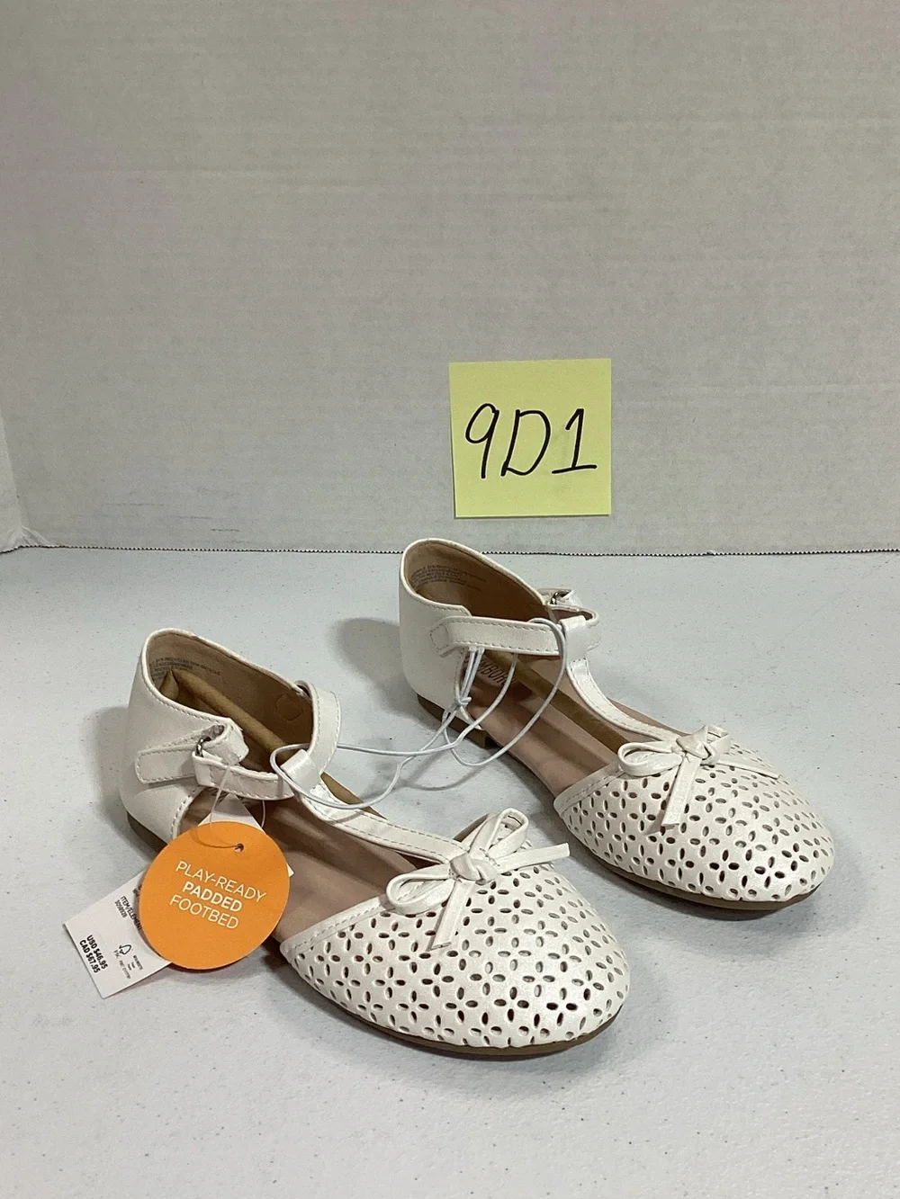 Gymboree Cream Laser-Cut Ballet Flats with Ankle Strap